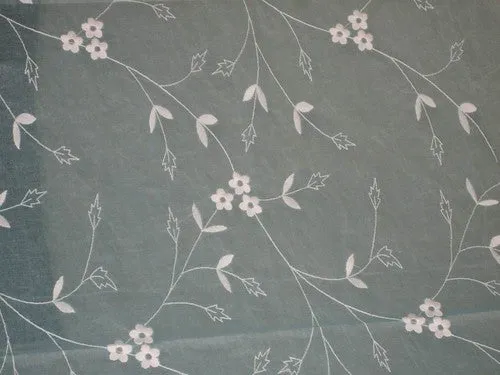 100 % Cotton organdy fabric embroidered Sky Blue colour w/white machine embroidered 44" wide[970]