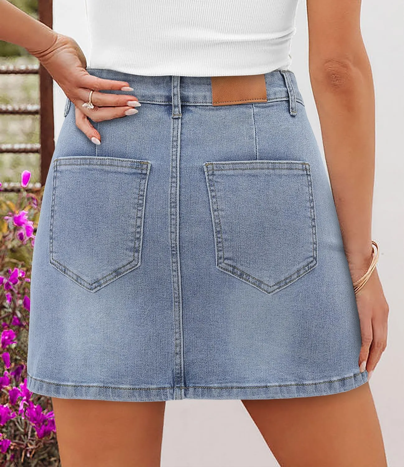 Angerella Skirts for Women Denim Mini Cargo Skirt Mid Rise Button Up Bodycon Y2k Trendy Summer Casual Jean Skirt