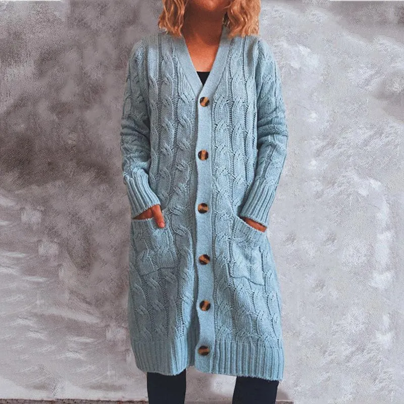Autumn and winter single-breasted twist pocket knitted cardigan