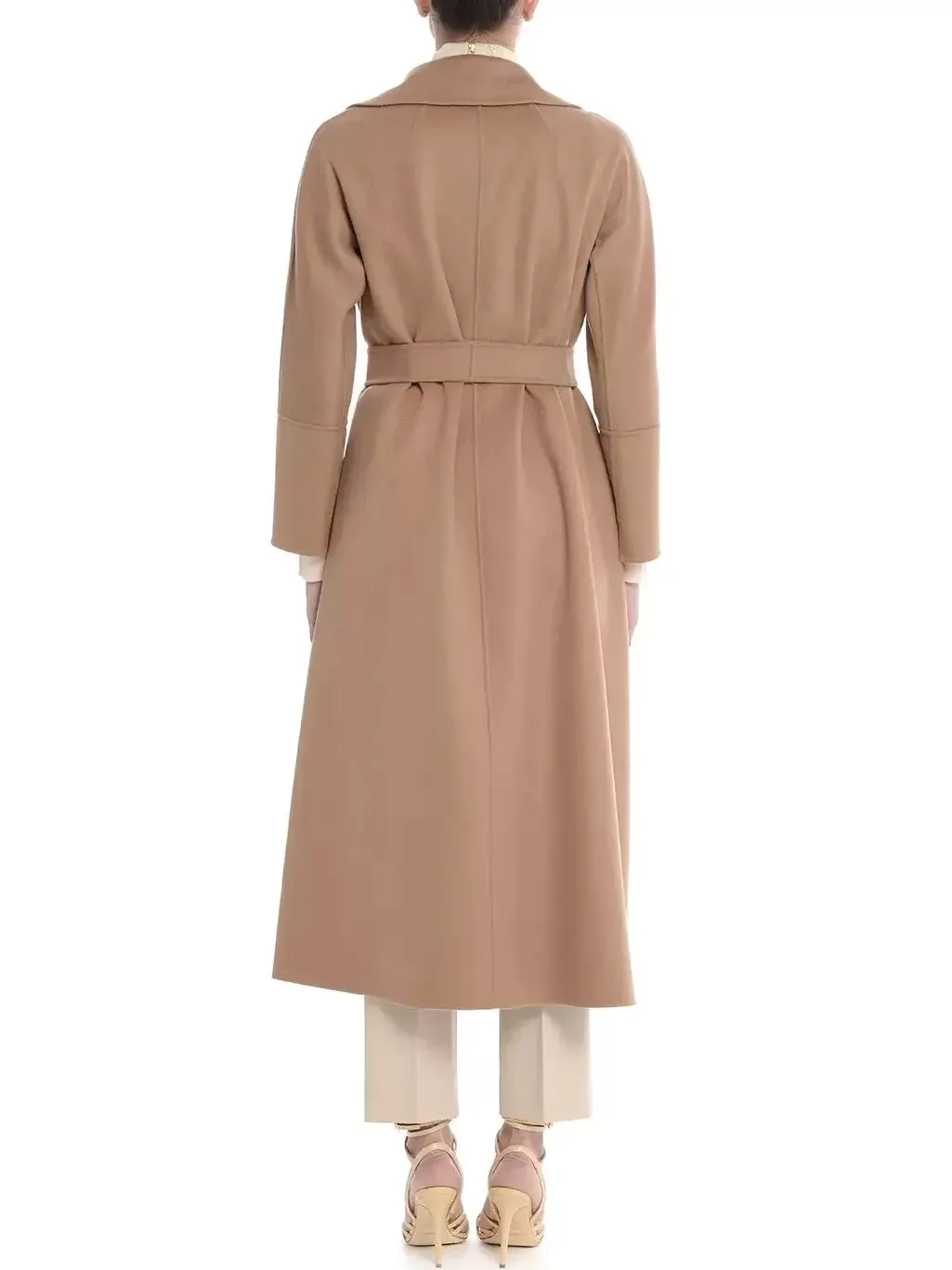Belted Bathrobe Style Wool Wrap Coat in Camel
