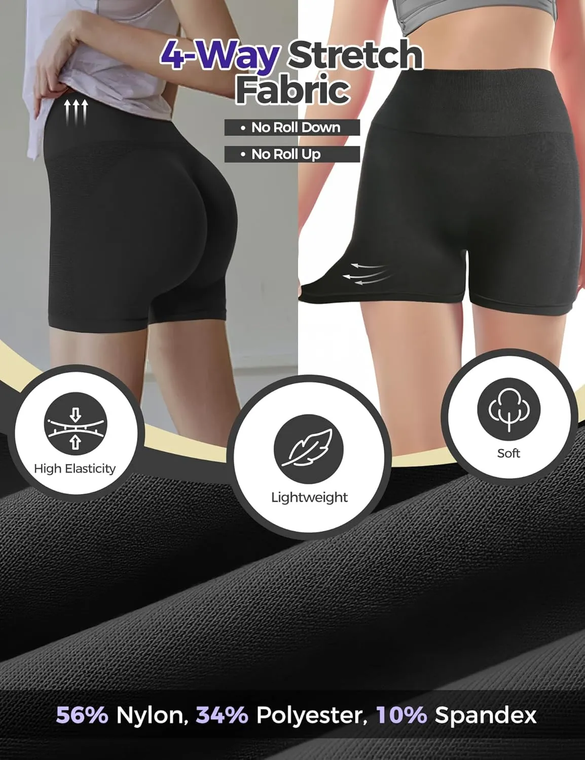 Buauty Gym Shorts Women, Seamless Yoga Workout Shorts, High-Waisted 3.6'' Scrunch Butt Booty Lifting Athletic Running Shorts