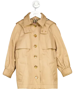 Burberry Beige Hooded Nova Check-lined Trench Coat with Hood 6 Years
