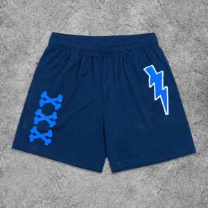 Casual Bone Print Mesh Shorts
