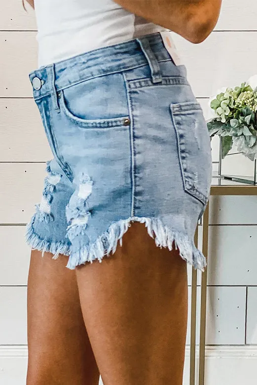 Casual Distressed Denim Shorts