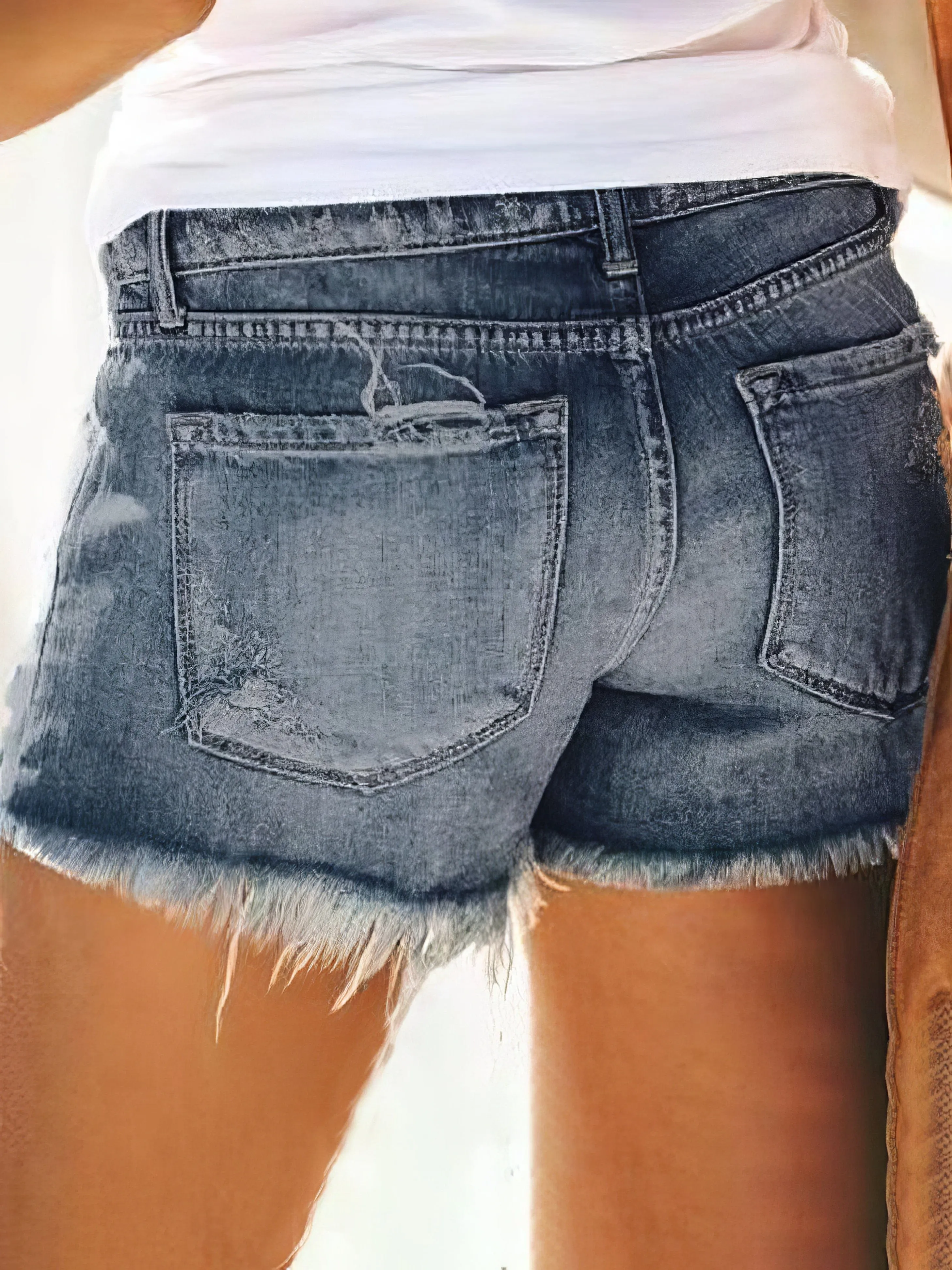Casual Distressed Denim Shorts