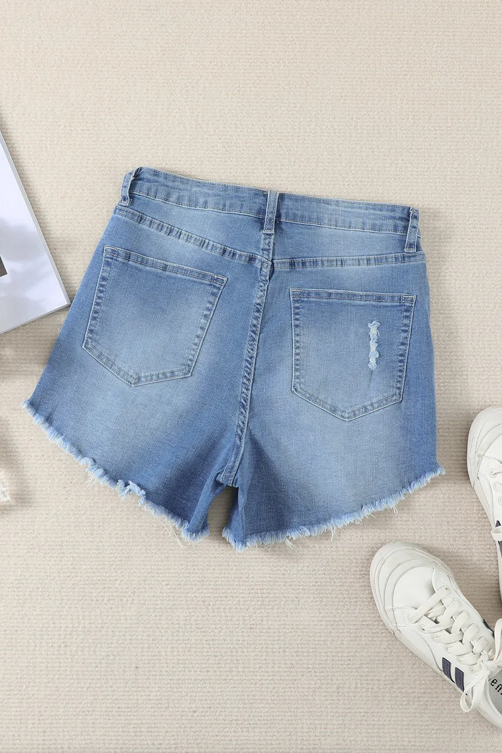 Casual Distressed Denim Shorts