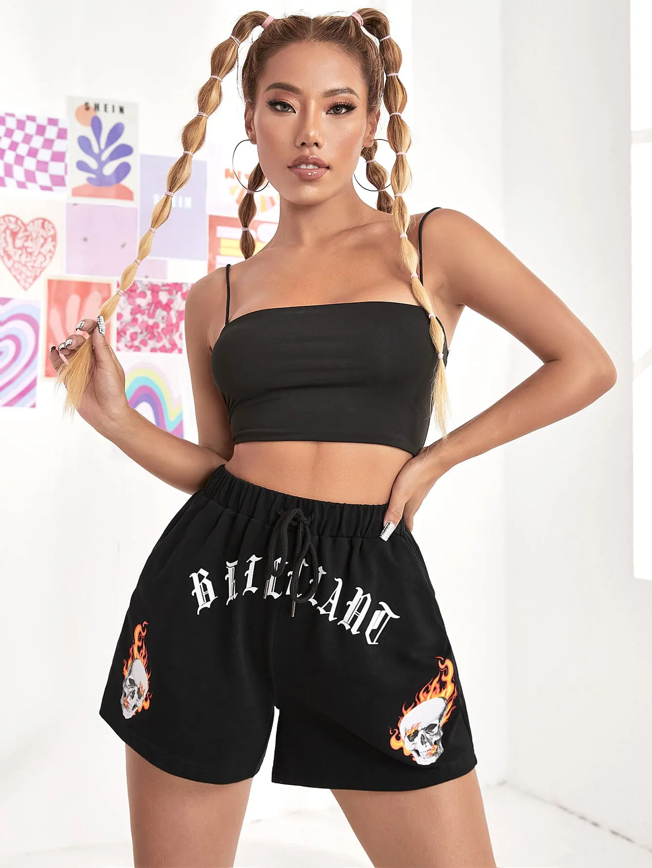Casual Halloween Pocket Natural Women Shorts