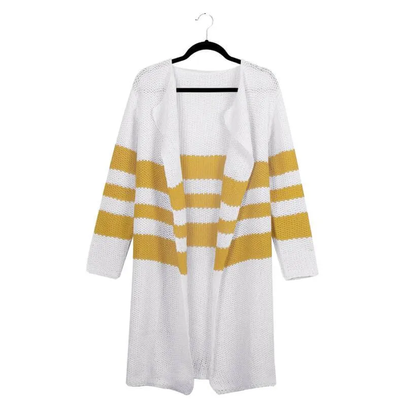 Colorblock Knit Long Cardigan Sweater