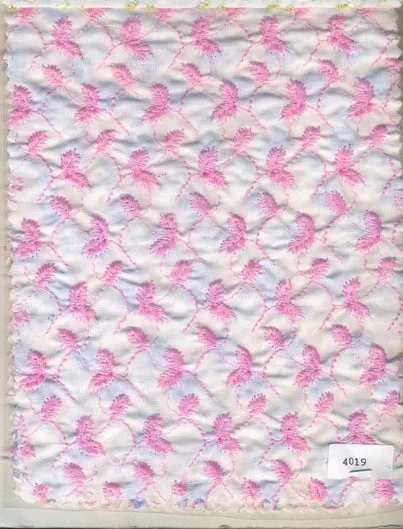 cotton organdy heavy embroidery~small pink floral