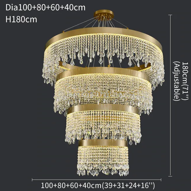 Crystal Shower Chandelier - Round