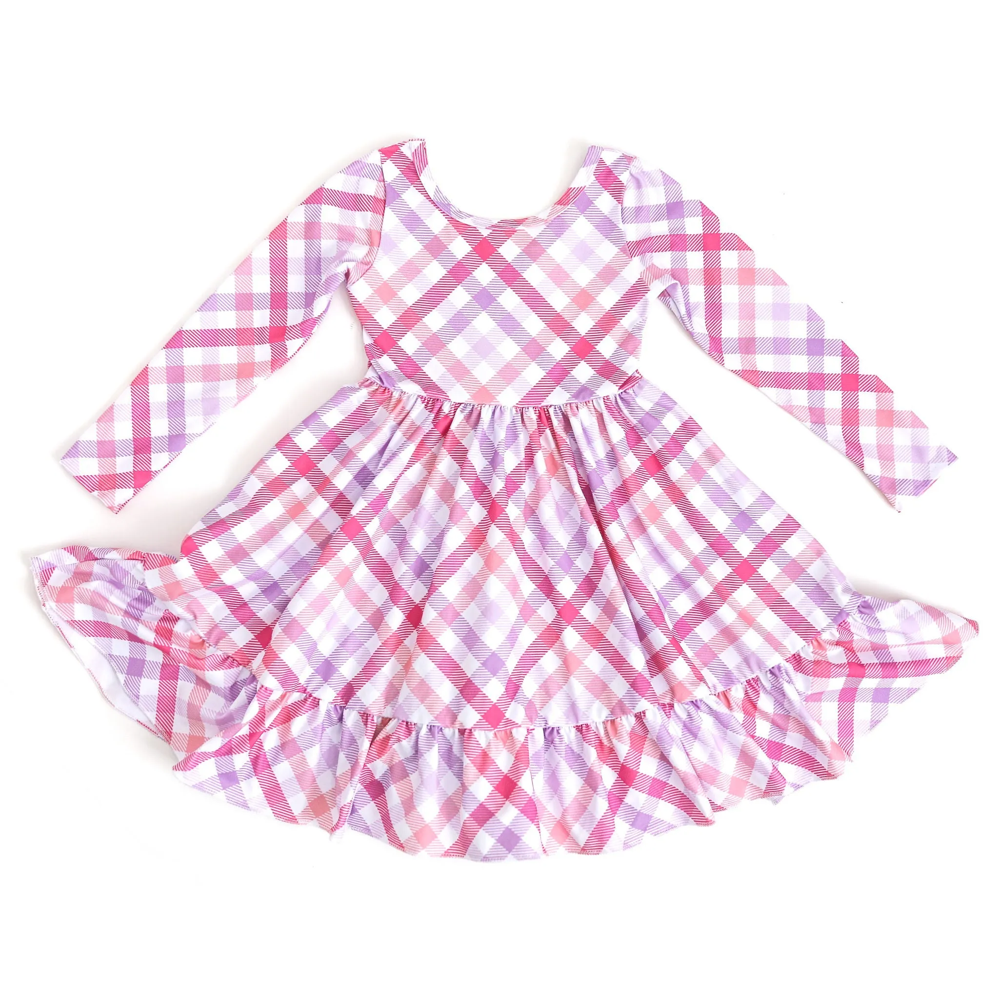 Darling Gingham Long Sleeve Charm Dress