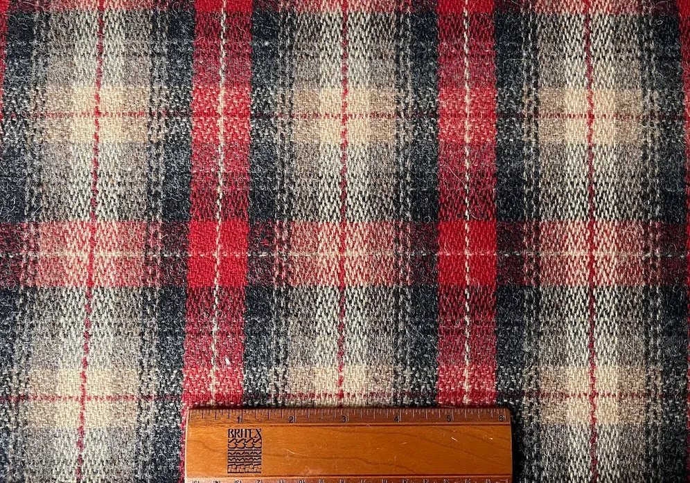 Delightfully Rustic Carmine, Mushroom, Charcoal & Black Wool Plaid