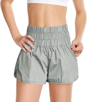 Flowy Shorts for Teen Girls High Waist Smocked Quick Dry Gym Workout Athletic Shorts Preppy Youth Butterfly Shorts