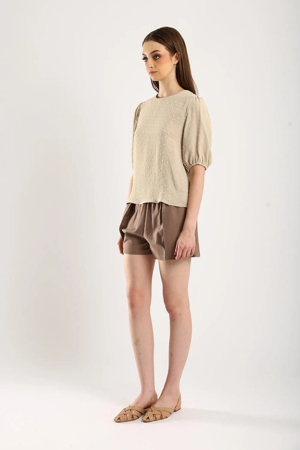 Gabine Linen Shorts in Coffee
