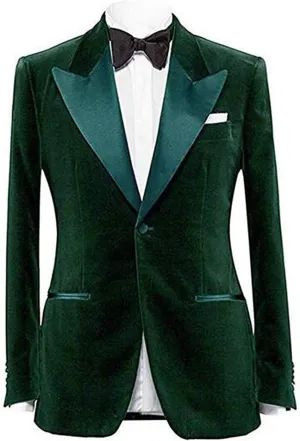 GATMSTZ Men Peak Lapel Regular Fit Velvet Jacket One Button Wedding Party Blazer