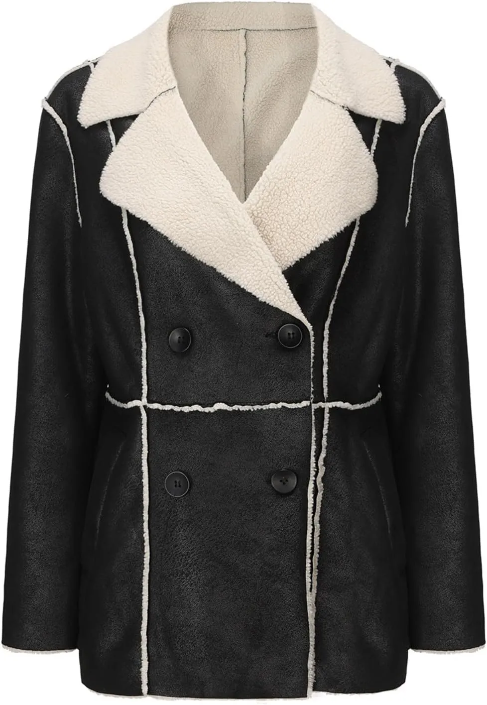 Hasta Women's Faux Leather Jackets Warm Fleece Zip Short PU Moto Winter Coats 2023 Slim Cropped Faux Suede Jacket Plus Size