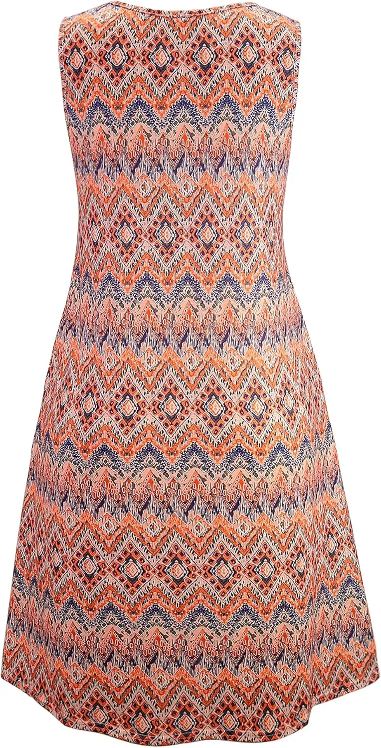 Ivicoer Women's Summer Beach Dresses V-Neck Floral Printed Tank Swing Dress Plus Size with Pocket(L-5XL)
