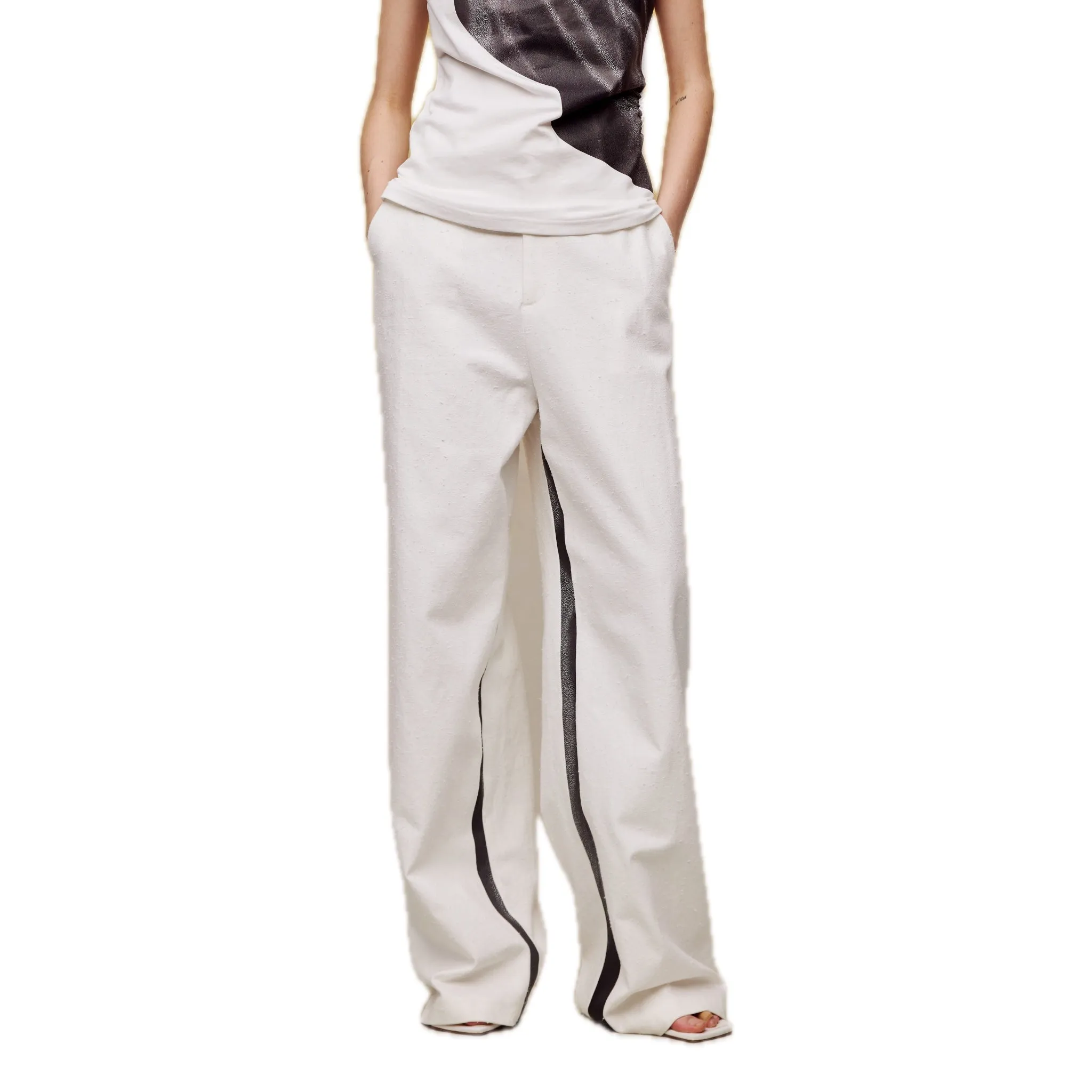Knotted Cotton Printed Wide-leg Pants
