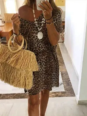 Leopard Vintage Cotton Printed Dresses