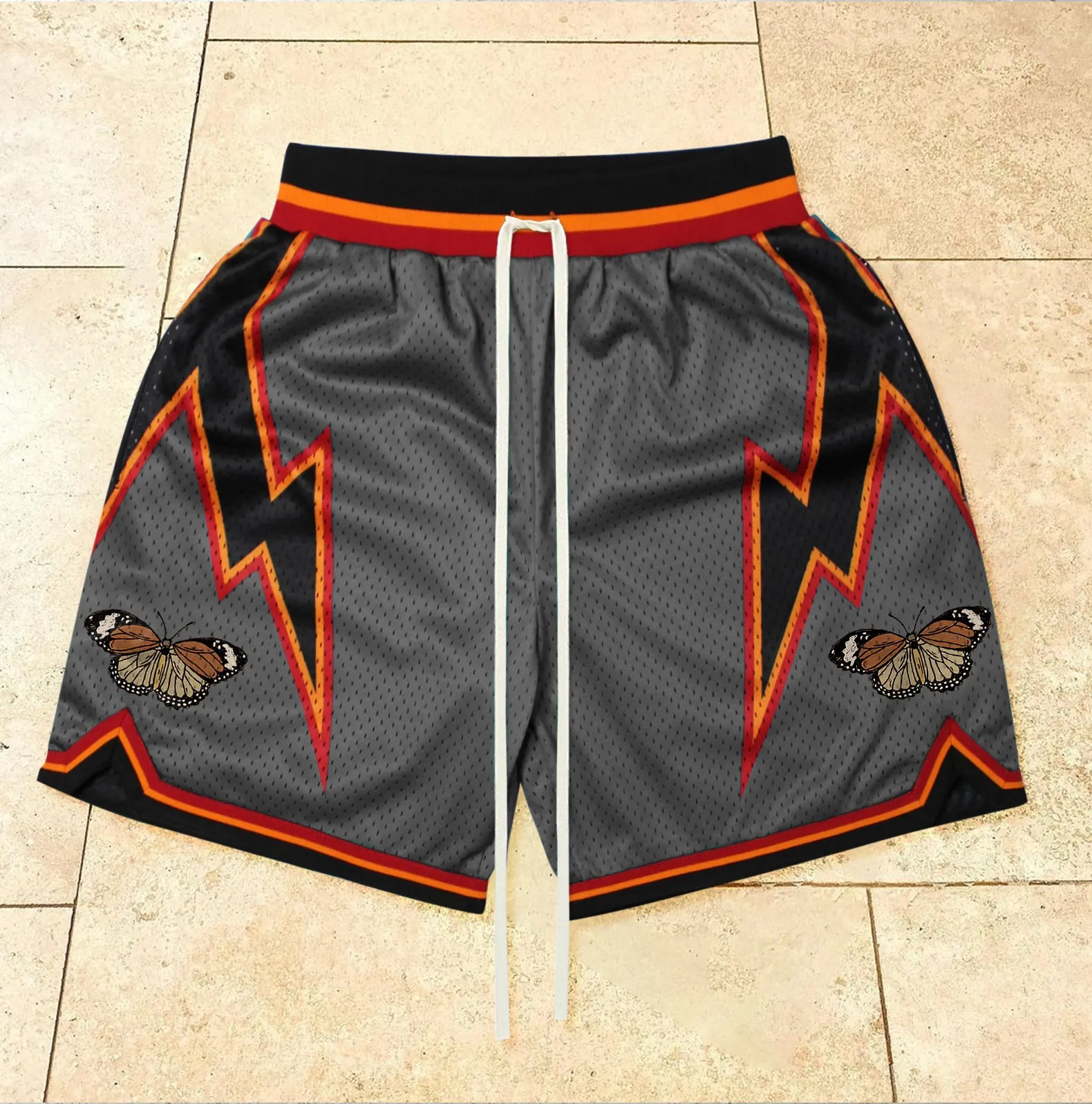 Lightning Butterfly Pattern Casual Mesh Shorts