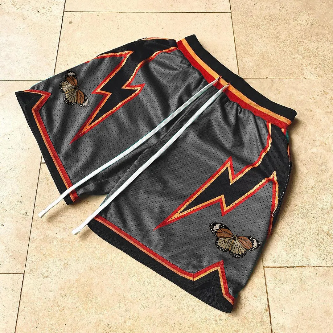 Lightning Butterfly Pattern Casual Mesh Shorts