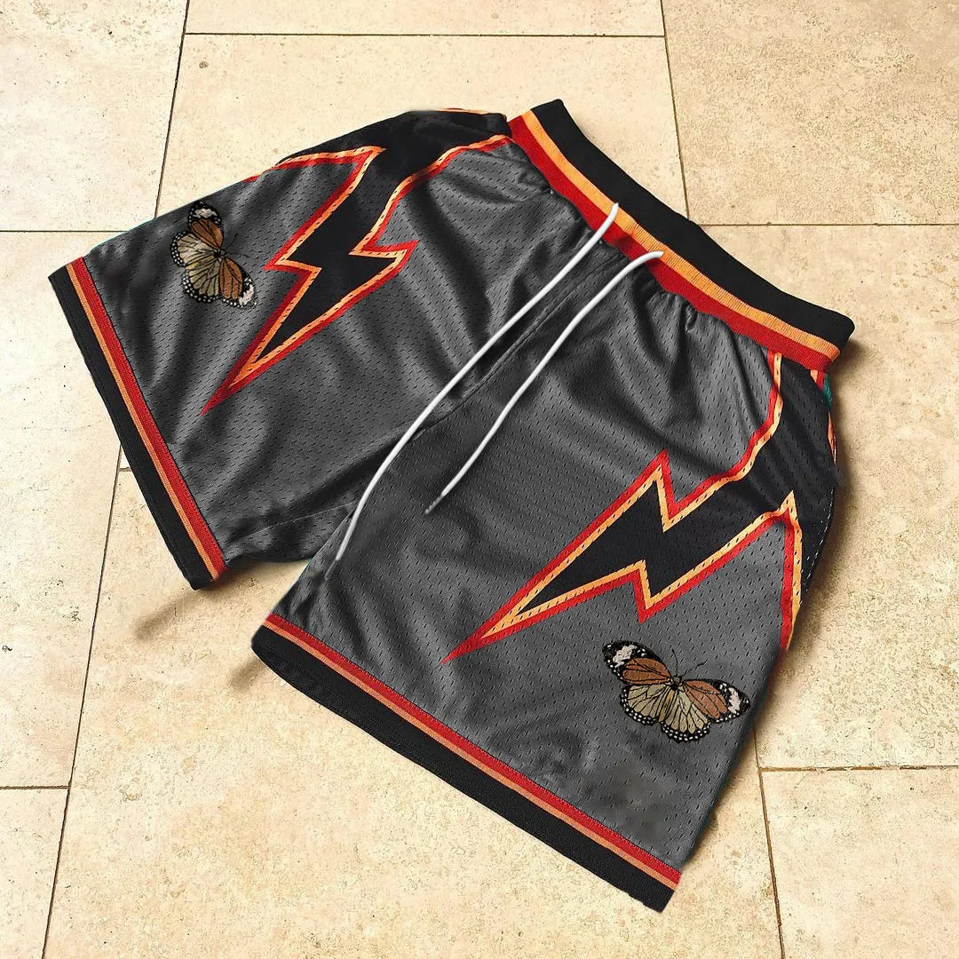 Lightning Butterfly Pattern Casual Mesh Shorts