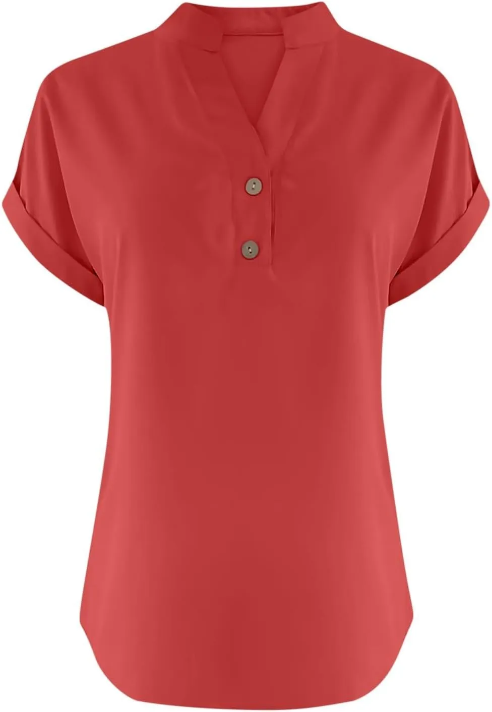 Linen Shirts for Women Cotton Button Up Shirt Short Sleeve Roll Up Loose Fit V-Neck Summer Casual Work Blouse Tops