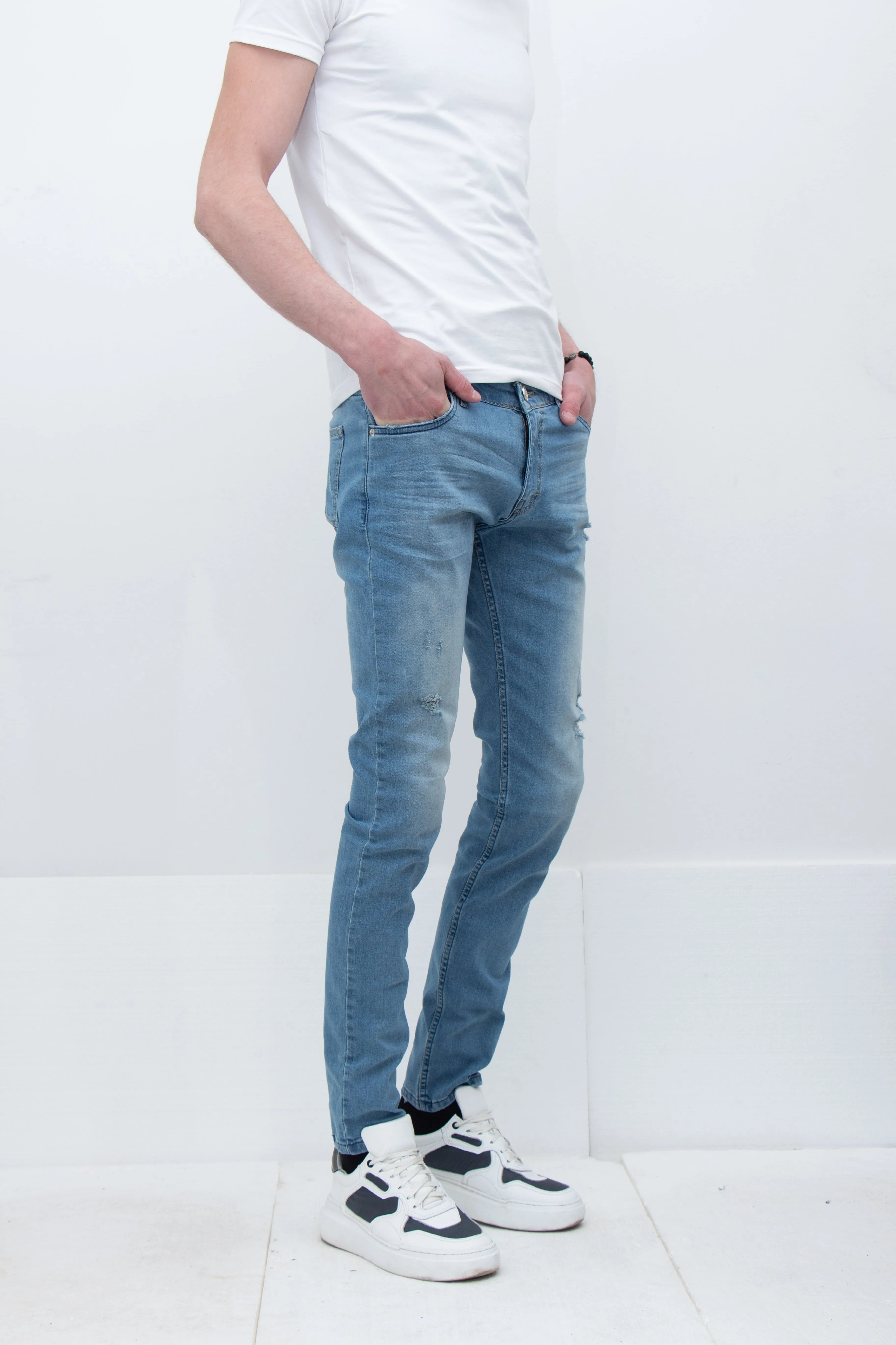 Men Slim Fit Blue Jeans