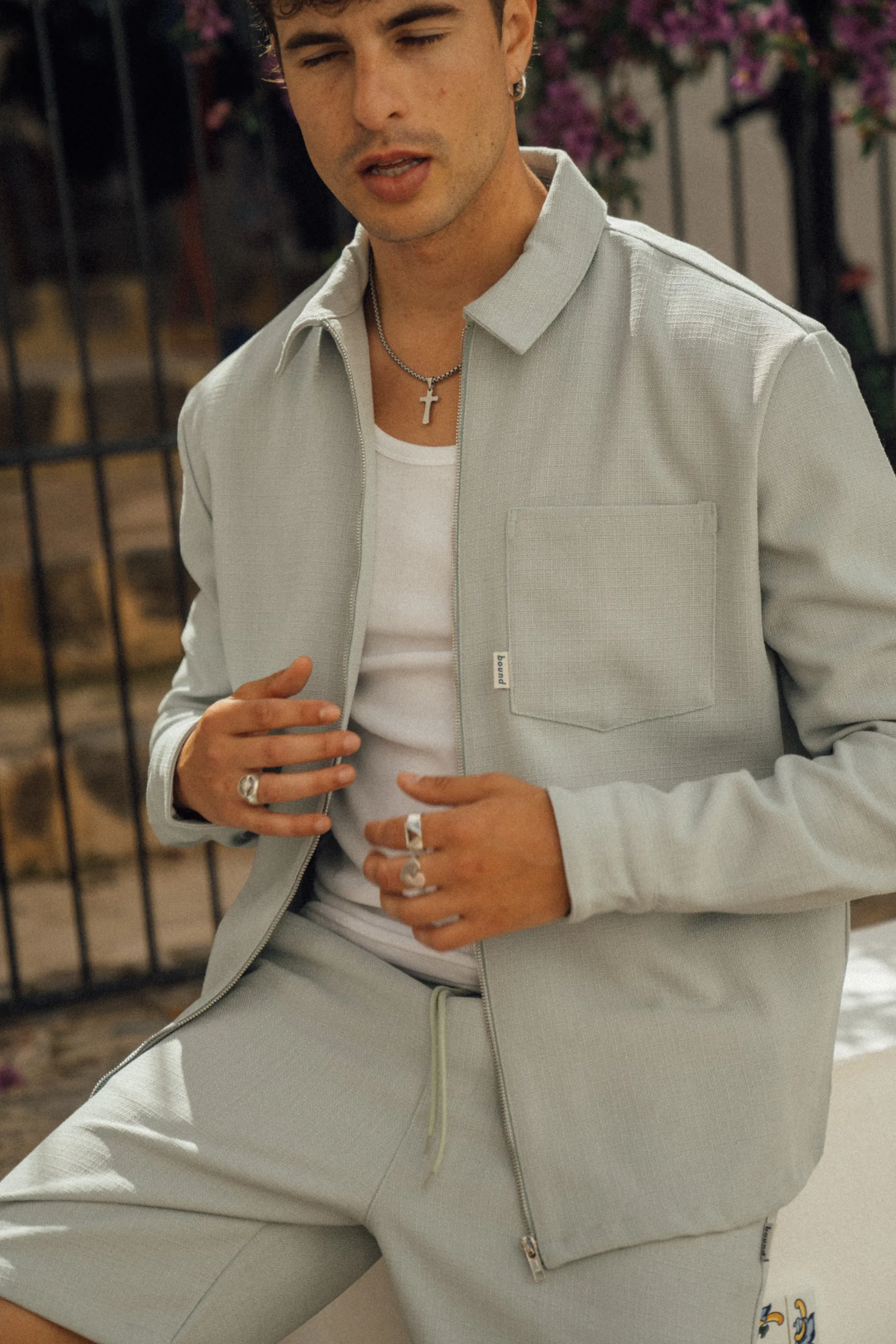 MINT TEXTURED HEAVY OVERSHIRT