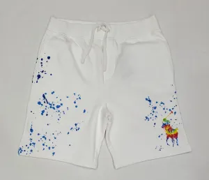 Nwt Polo Ralph White Big Pony Splatter Paint Shorts
