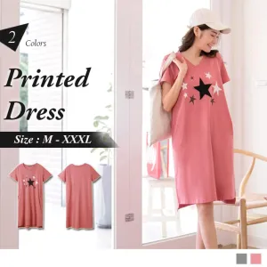 ORANGEBEAR SHORT SLEEVE PRINTED DRESS