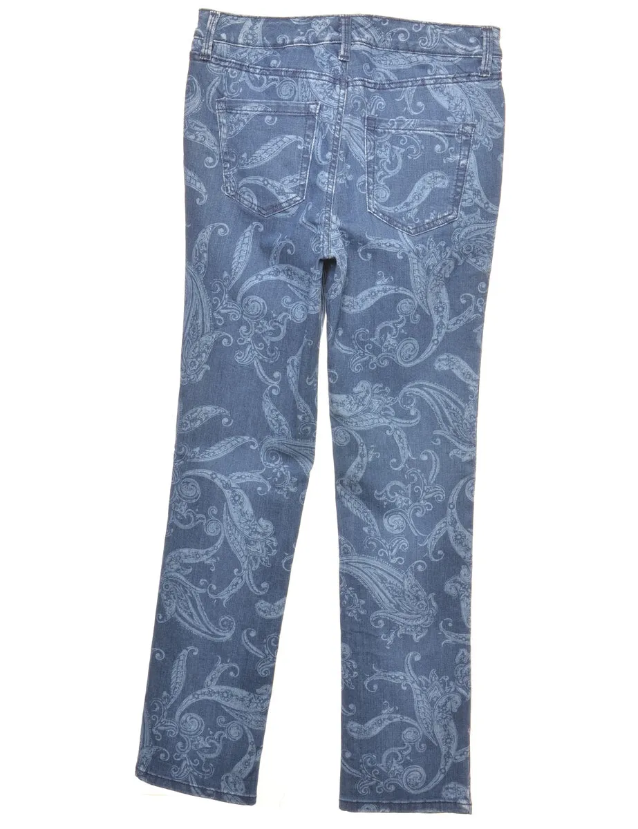 Paisley Print Slim-Fit  Jeans - W30 L32