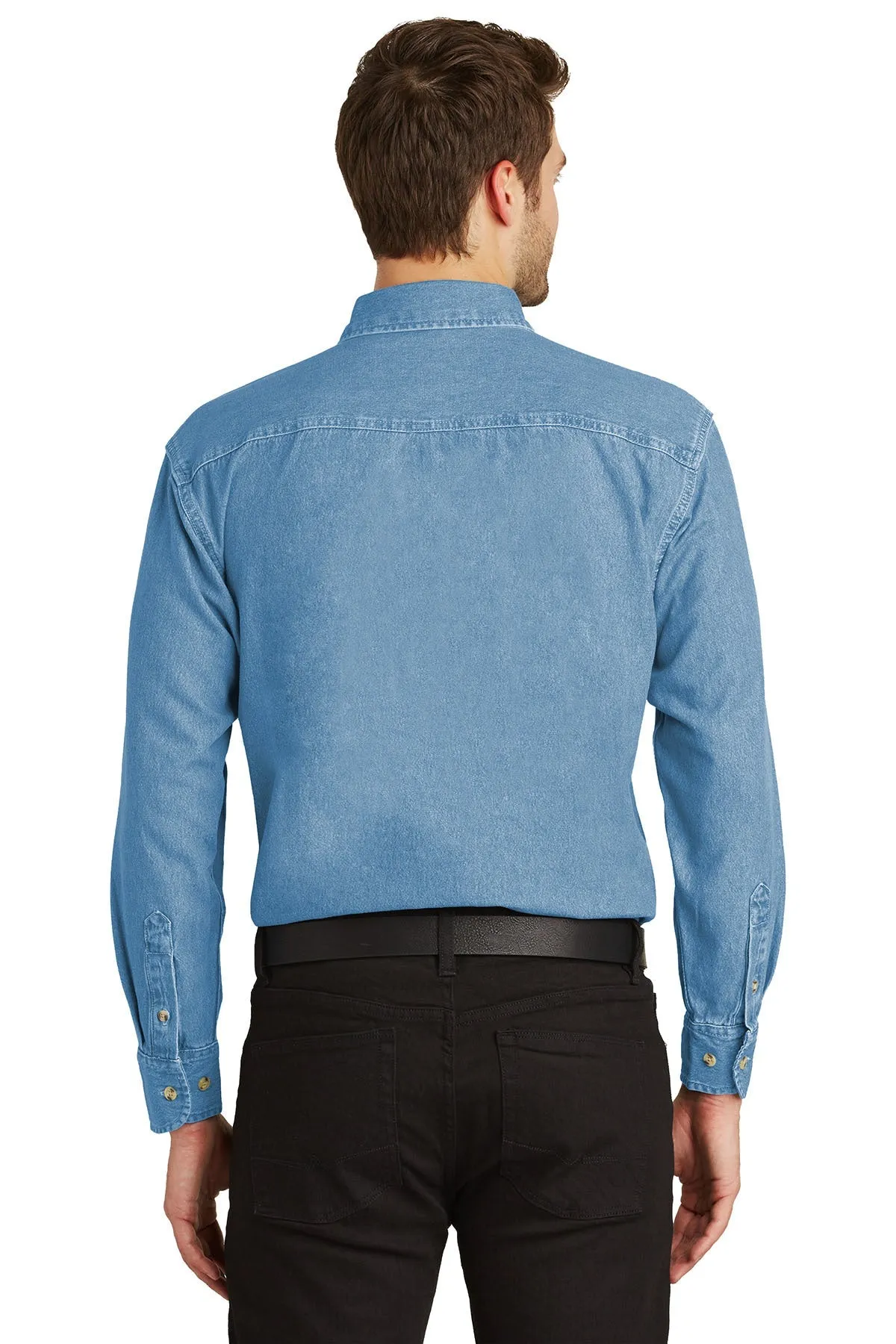 Port Authority Tall Branded Denim Shirts, Faded Blue