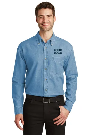 Port Authority Tall Branded Denim Shirts, Faded Blue