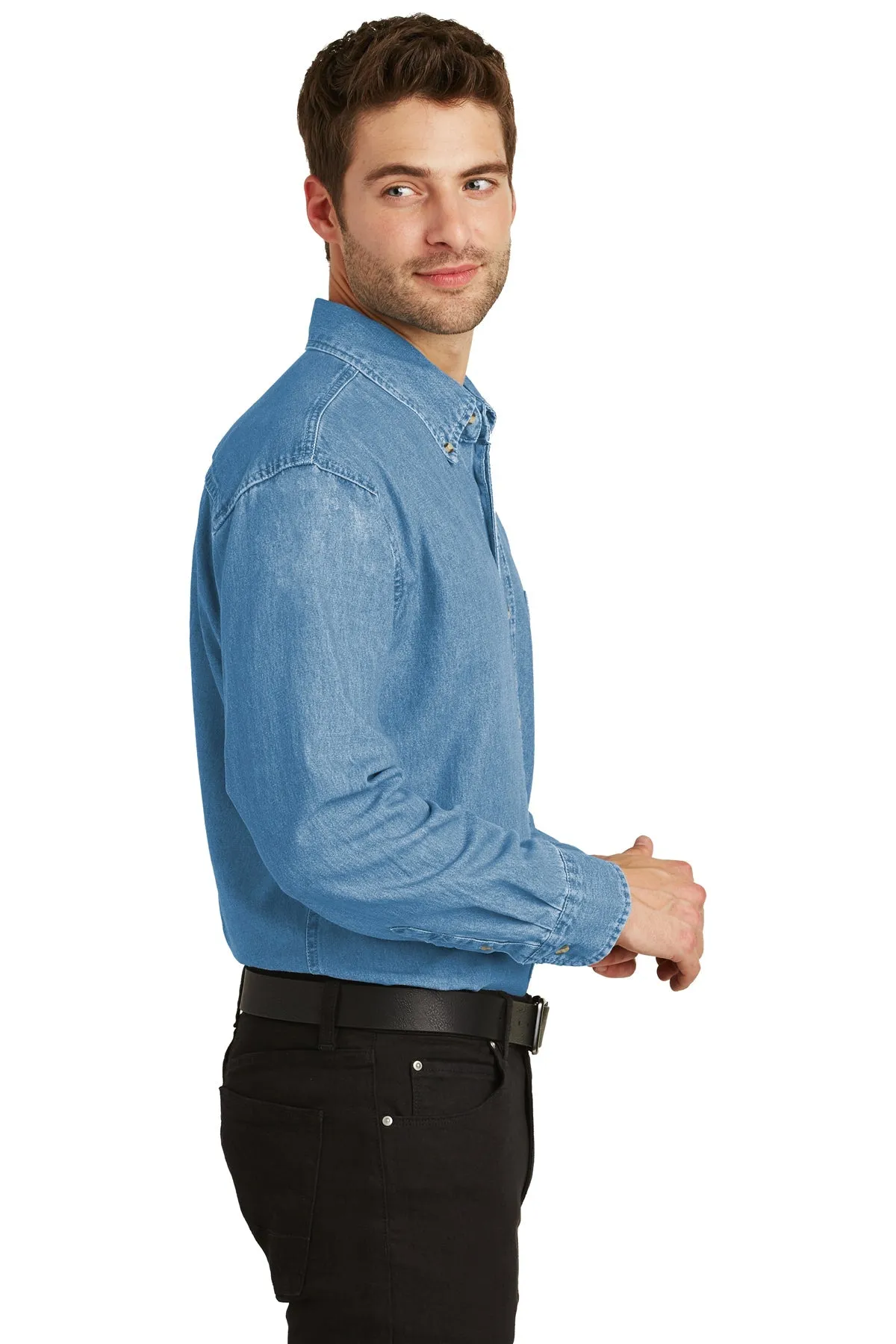 Port Authority Tall Branded Denim Shirts, Faded Blue