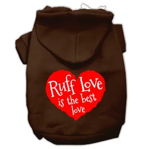 Ruff Love Screen Print Pet Hoodies Brown Size Med (12)