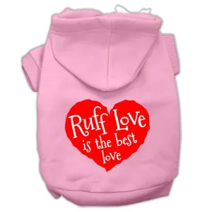 Ruff Love Screen Print Pet Hoodies Light Pink Size XL (16)