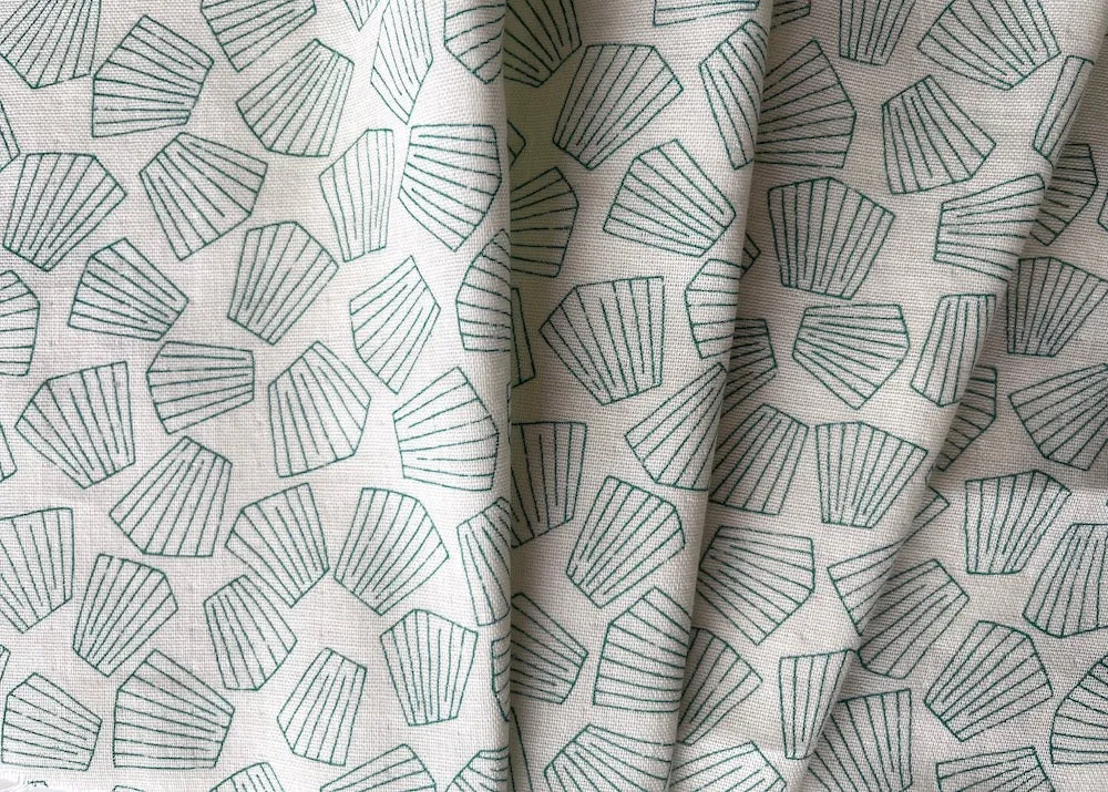 Seaweed Green Geometric Fans Cotton (Made in Japan)