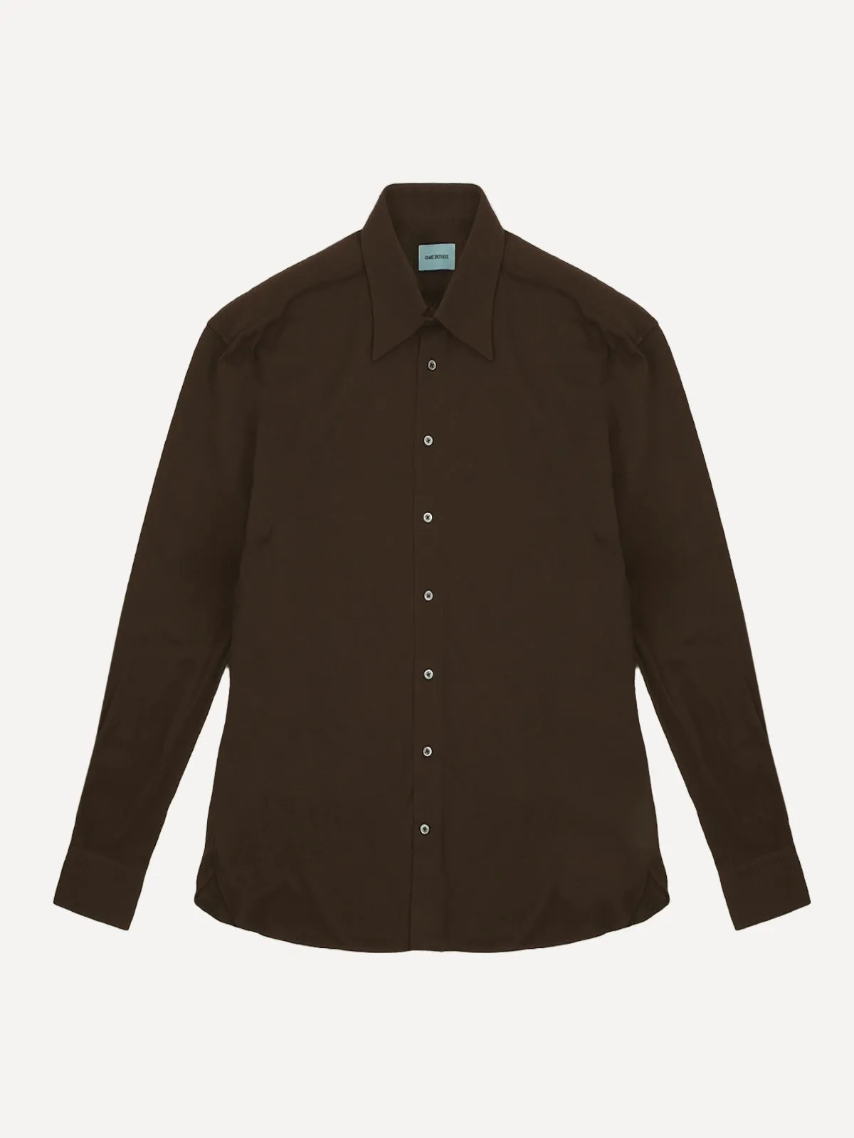 Sesta Cocoa Pique Cotton Long Sleeve Polo Shirt