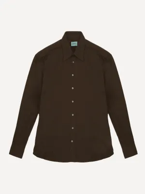 Sesta Cocoa Pique Cotton Long Sleeve Polo Shirt