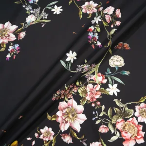 Shaded Floral Printed Black Pure Cotton