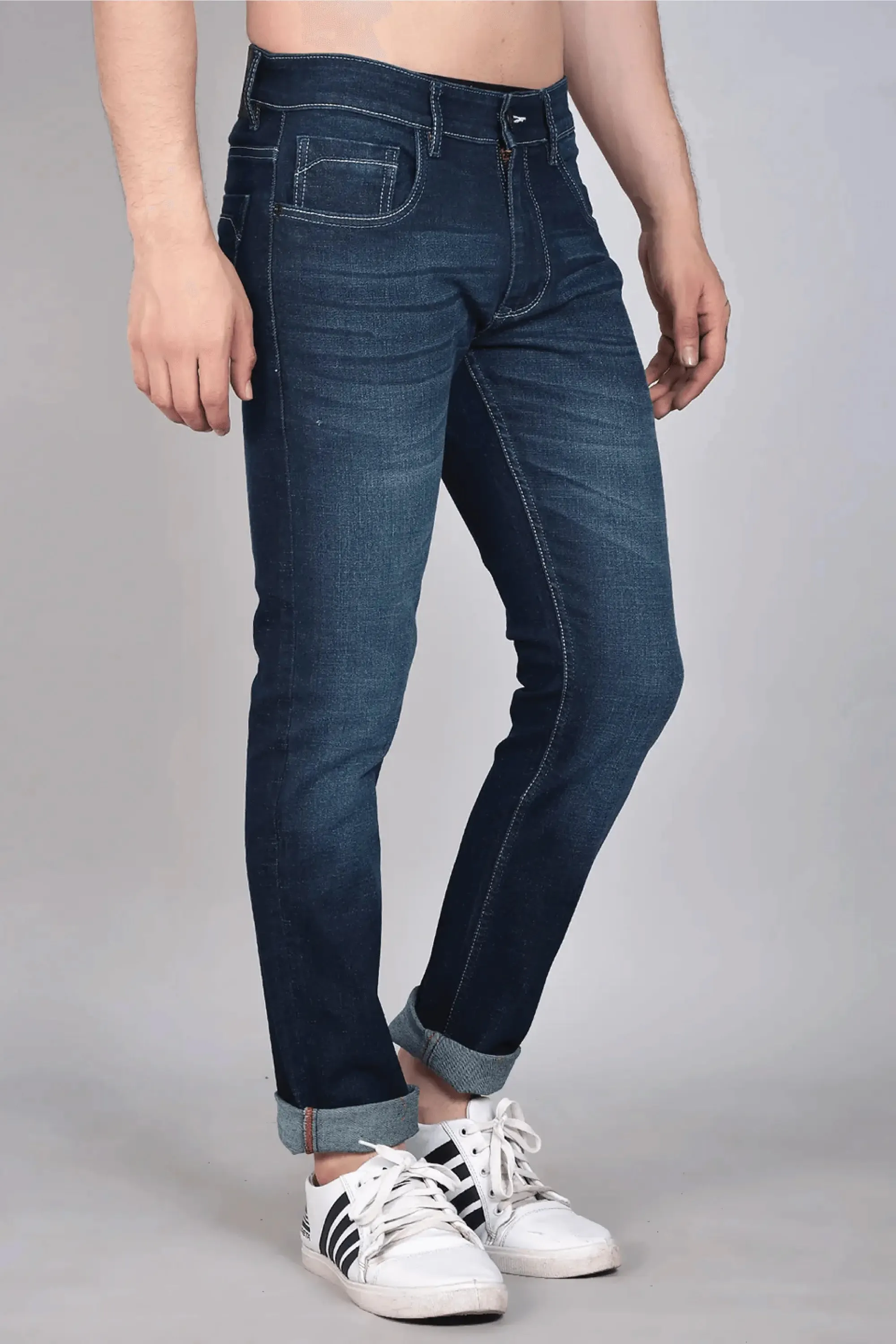 Slim Fit Blue with Green Tint Premium Men's Denim Jeans
