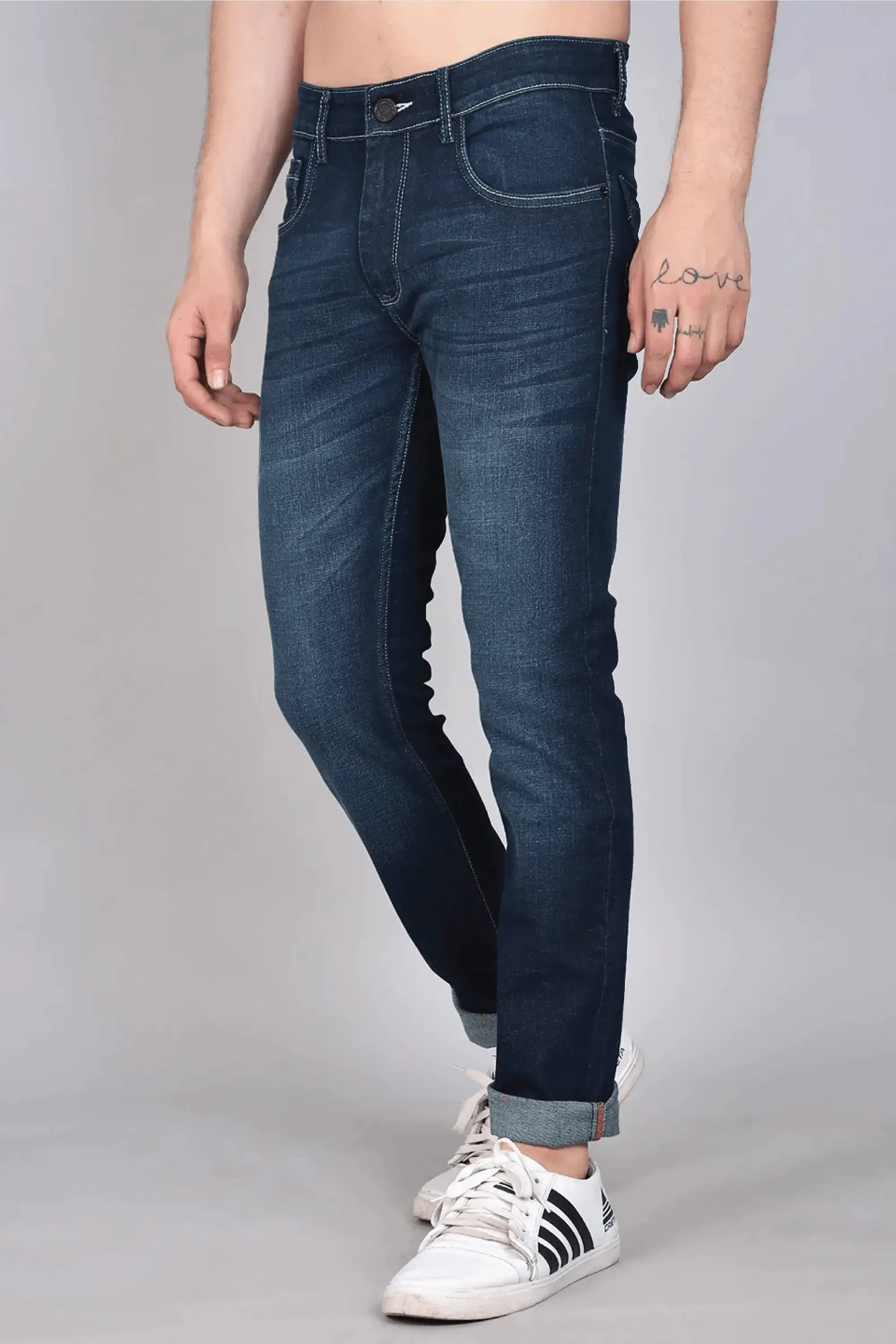 Slim Fit Blue with Green Tint Premium Men's Denim Jeans