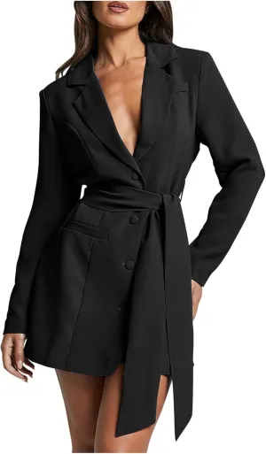 Slim Tunic Blazer for Women Winter Fall Long Sleeve Turtle Neck Midi Work Pencil Dresses Blazer Outfits Women 2025