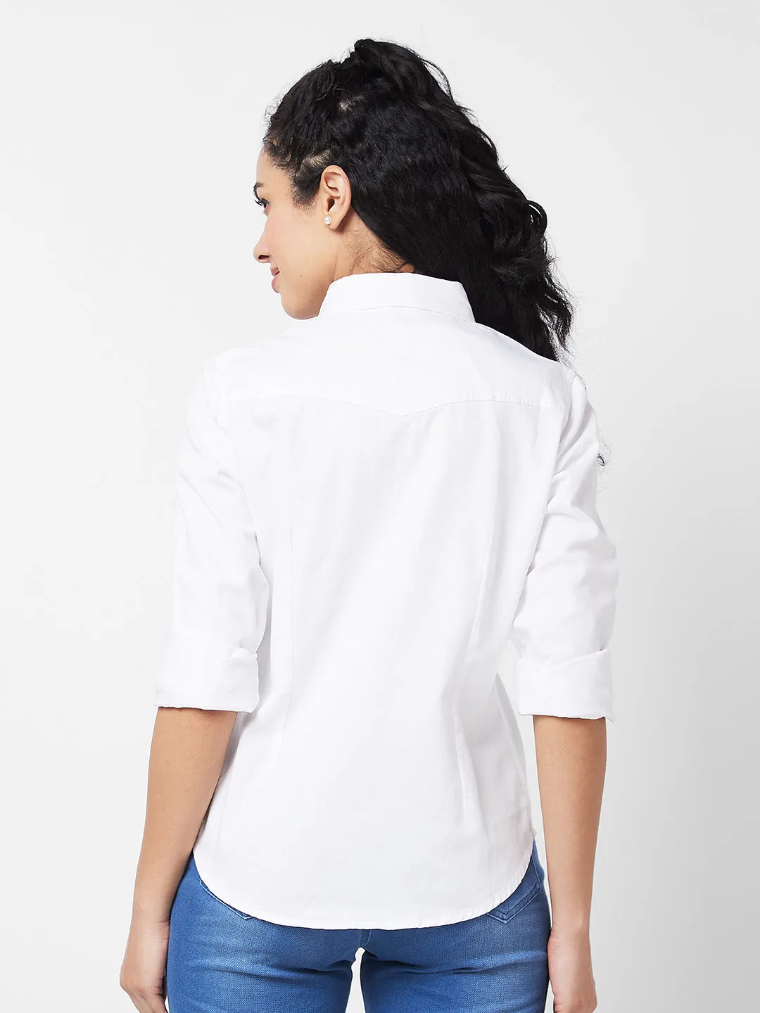 Spykar Ecru Indigo Shirt For Women