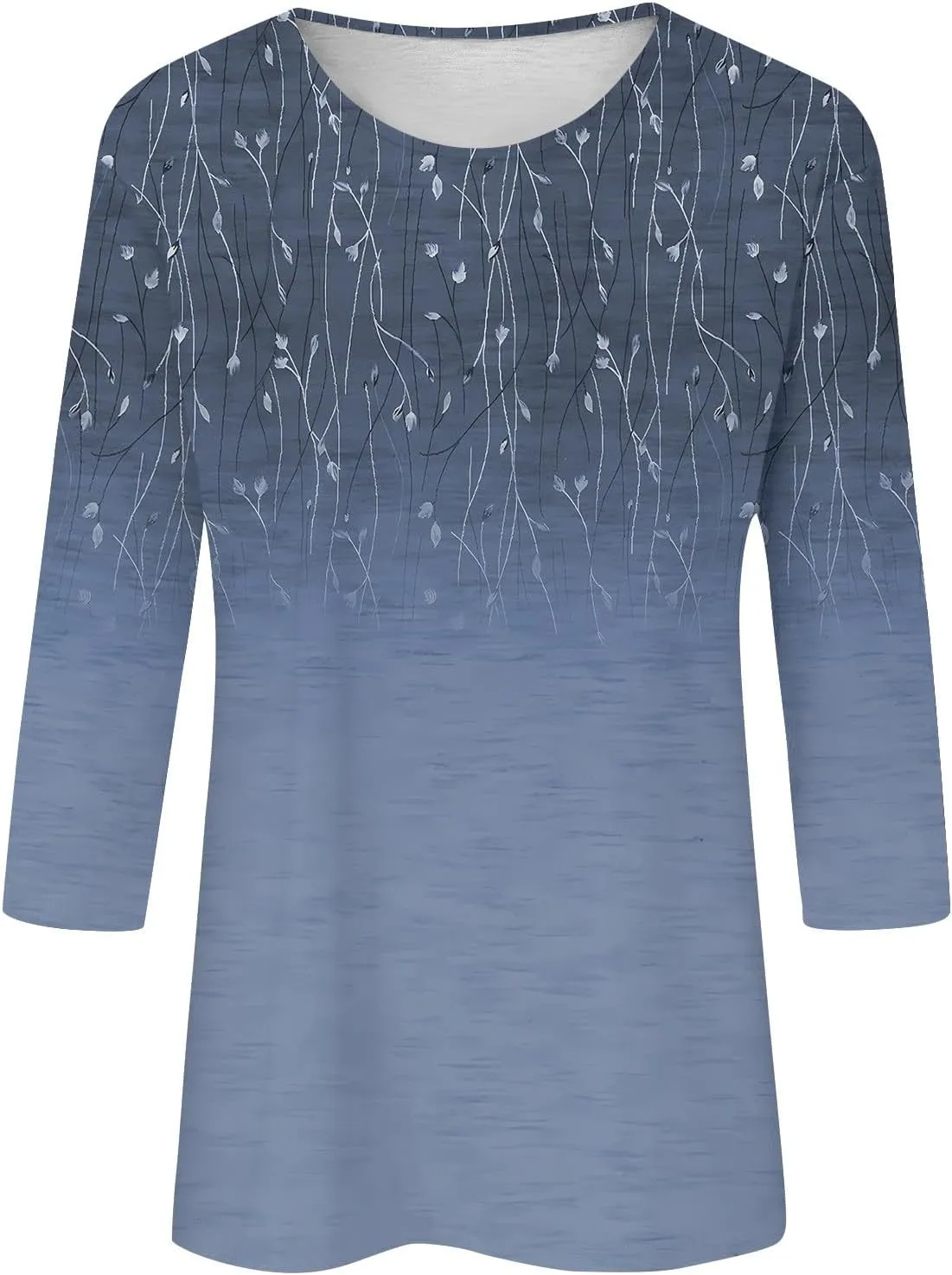 Summer Shirts for Women 3/4 Length Sleeve Crewneck Tops Trendy Loose Casual Printed Three Quarter Cute Blouse