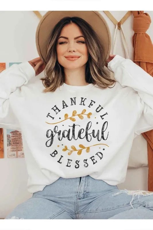 THANKFUL GRAPHIC PLUS SIZE SWEATSHIRT