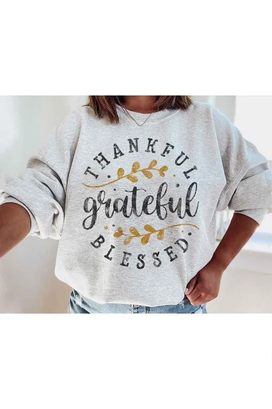 THANKFUL GRAPHIC PLUS SIZE SWEATSHIRT