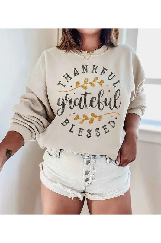THANKFUL GRAPHIC PLUS SIZE SWEATSHIRT
