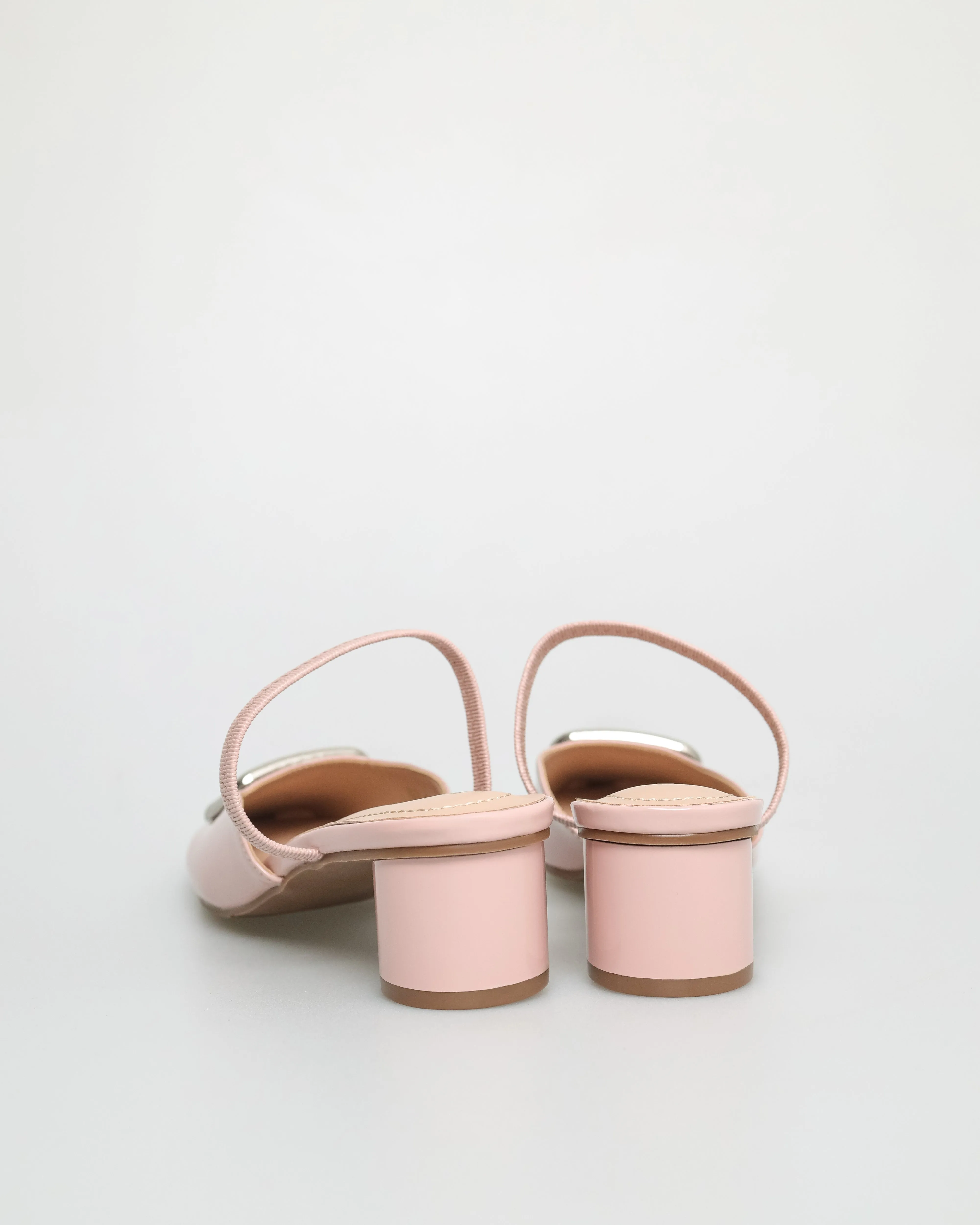 Tomaz NN278 Ladies Square Emblem Strappy Low Heels (Pink)